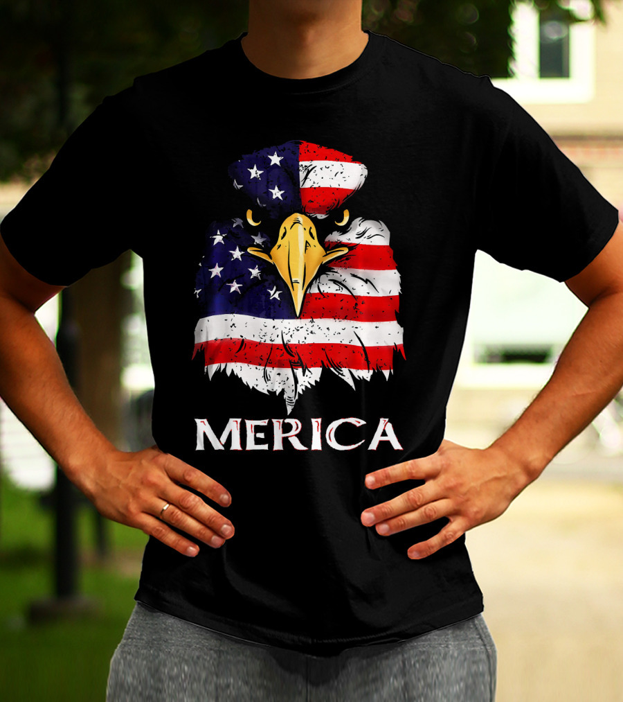 Merica Bald Eagle American US Flag T-Shirt