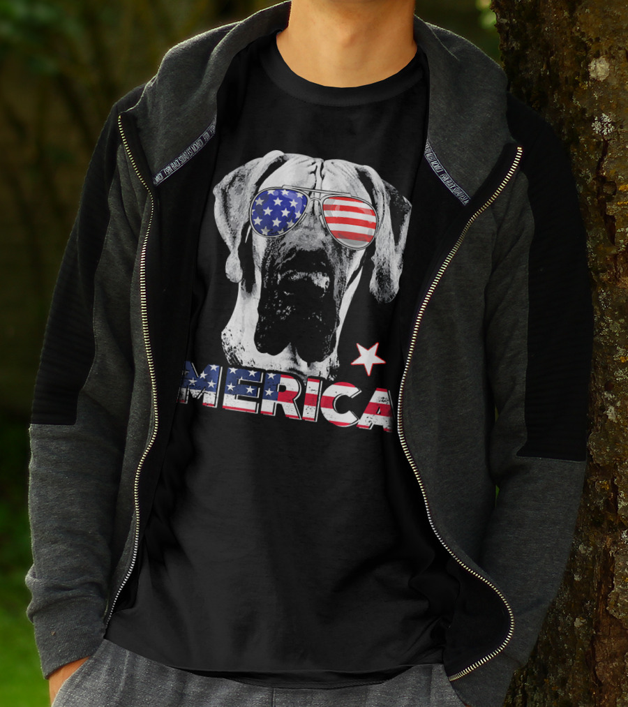 Great Dane 'Merica American Flag Sunglass Star T-Shirt