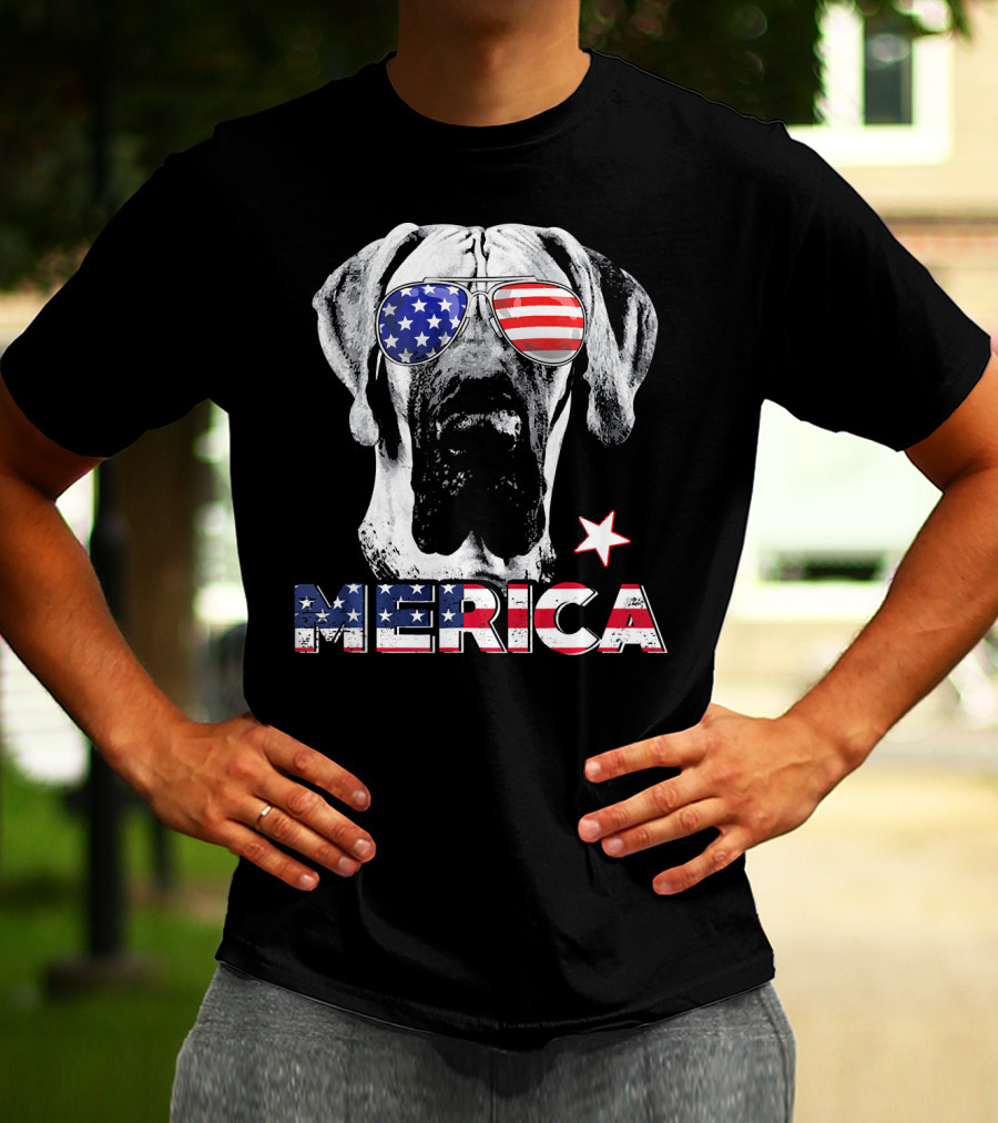 Great Dane 'Merica American Flag Sunglass Star T-Shirt