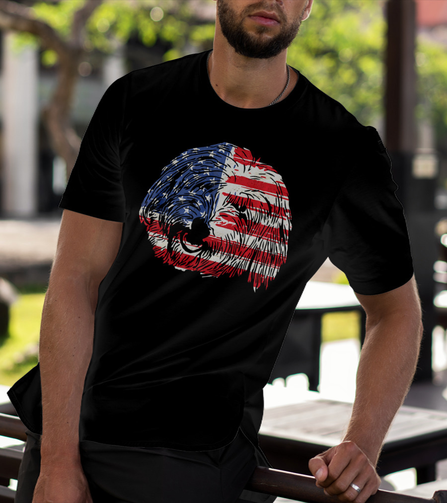Funny Coton De Tulear Dog With American Flag T-Shirt