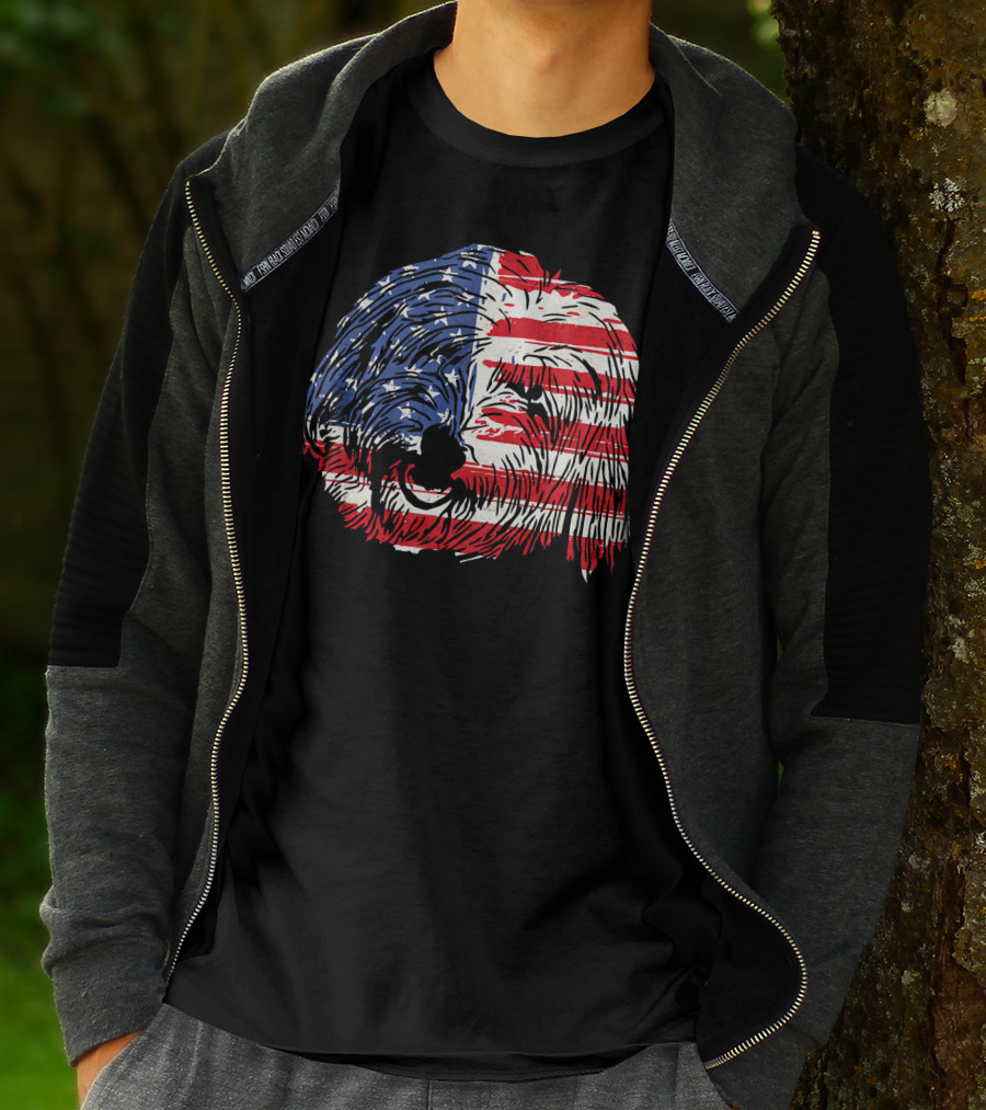 Funny Coton De Tulear Dog With American Flag T-Shirt