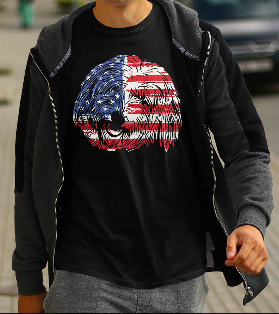 Funny Coton De Tulear Dog With American Flag T-Shirt