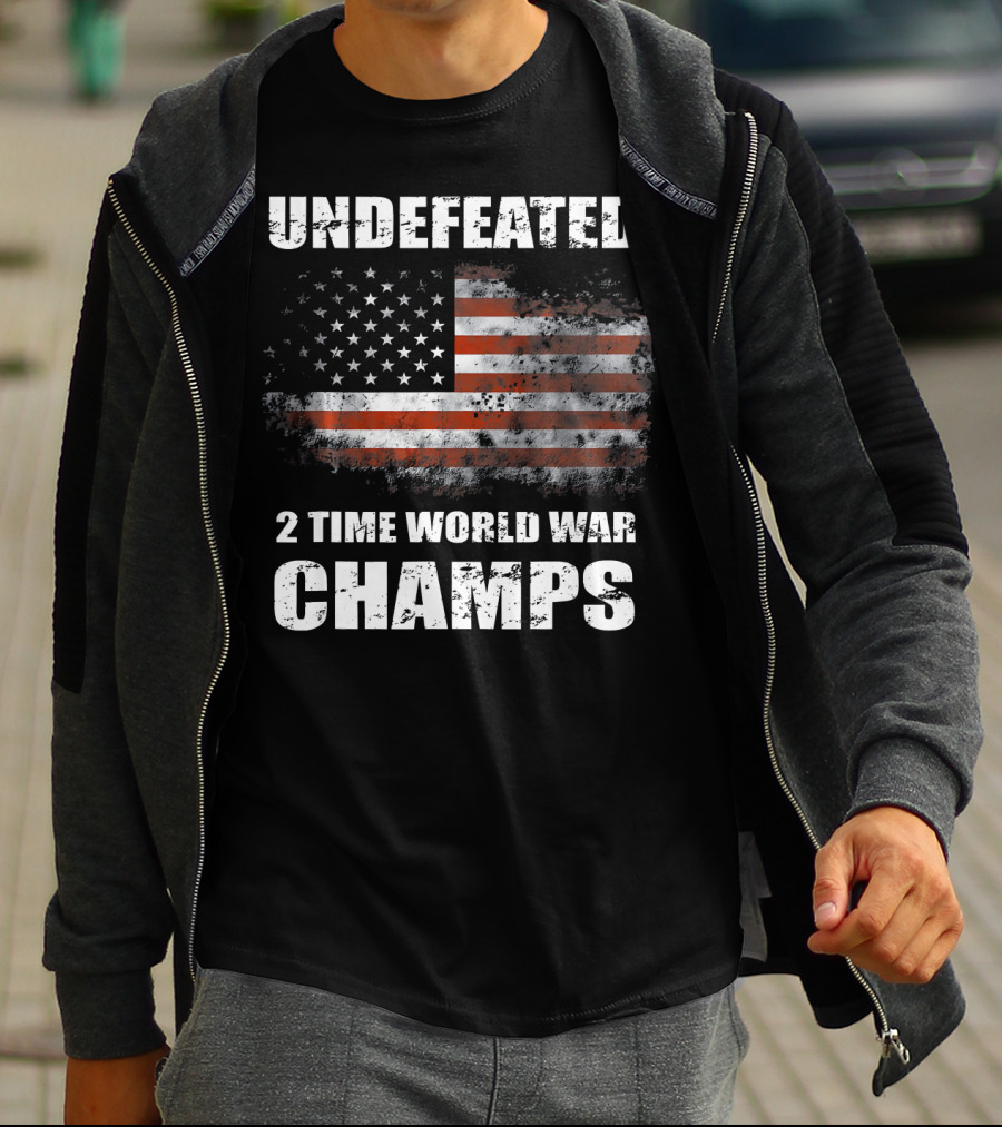 Undefeated American Flag 2 Time World War Champs T-Shirt