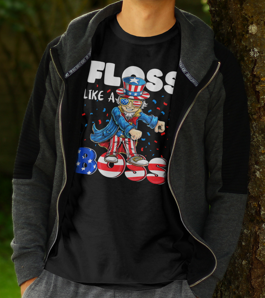 Floss Like A Boss Flossing Patriotic Uncle Sam Dance Moves T-Shirt