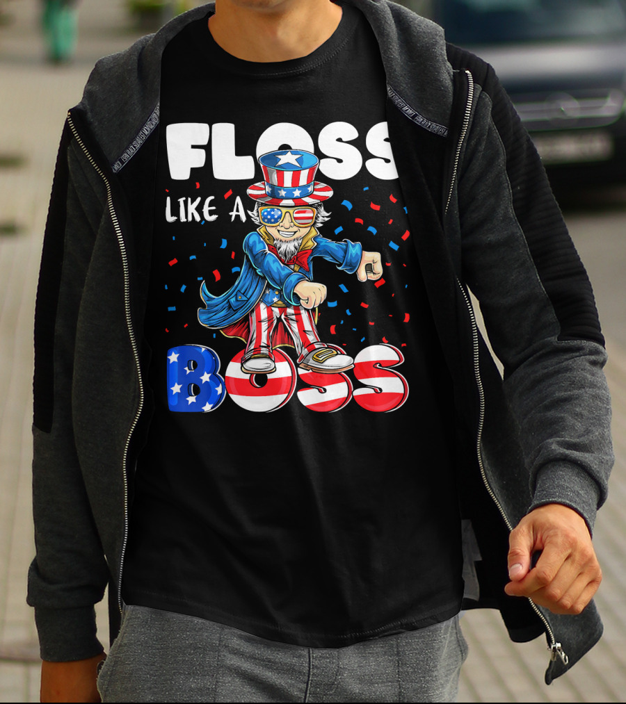 Floss Like A Boss Flossing Patriotic Uncle Sam Dance Moves T-Shirt