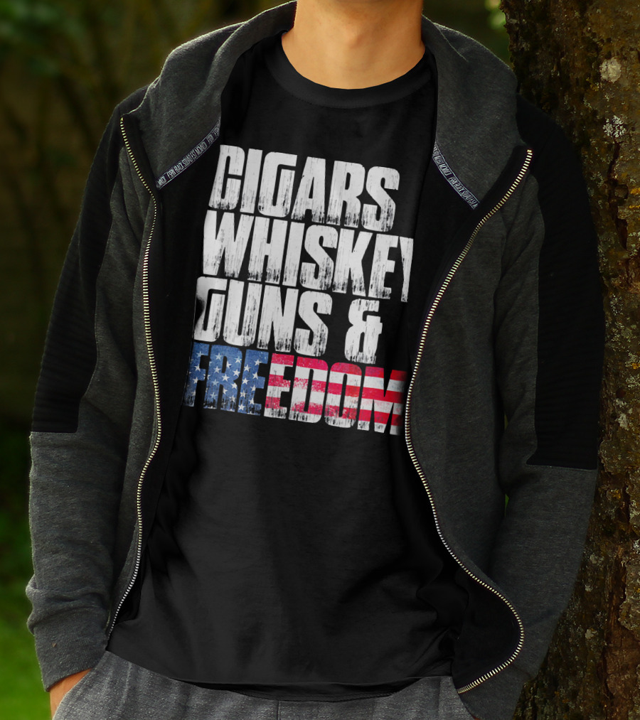 Cigars Whiskey Guns And Freedom USA Patriot T-Shirt