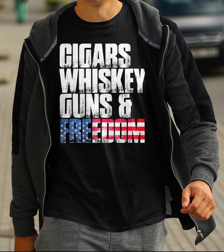 Cigars Whiskey Guns And Freedom USA Patriot T-Shirt