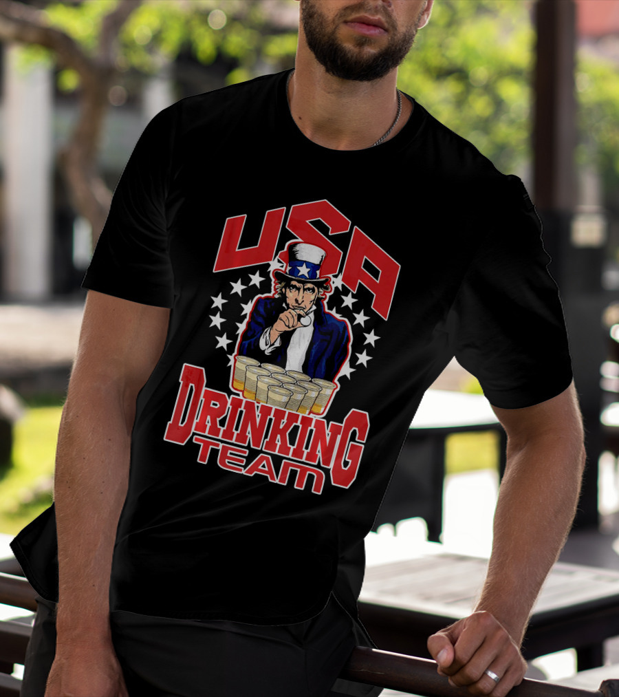 USA Uncle Sam Drinking Team Beer Pong Stars T-Shirt