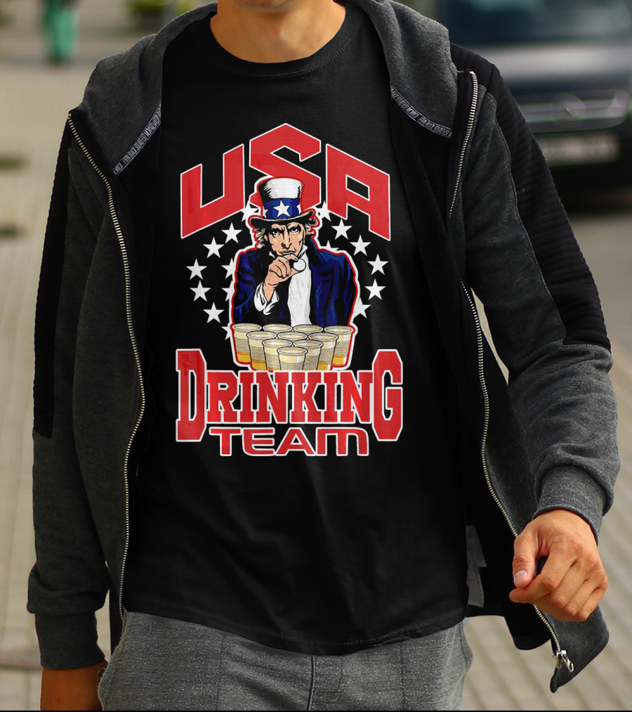 USA Uncle Sam Drinking Team Beer Pong Stars T-Shirt