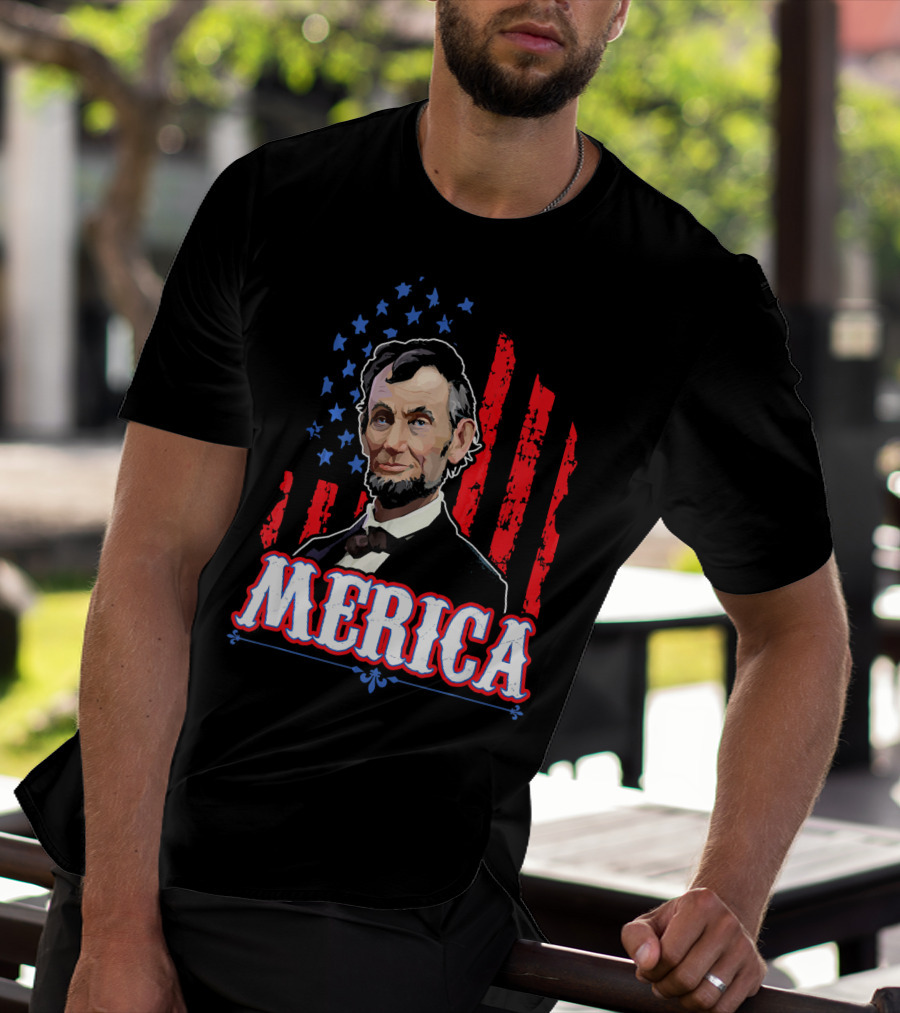 Abraham Lincoln Merica USA Flag T-Shirt