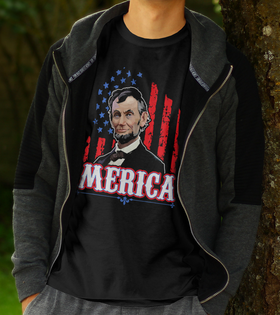 Abraham Lincoln Merica USA Flag T-Shirt