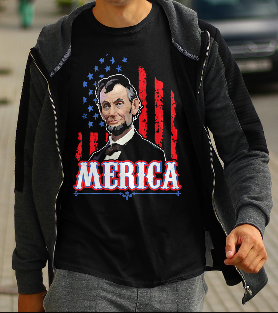 Abraham Lincoln Merica USA Flag T-Shirt