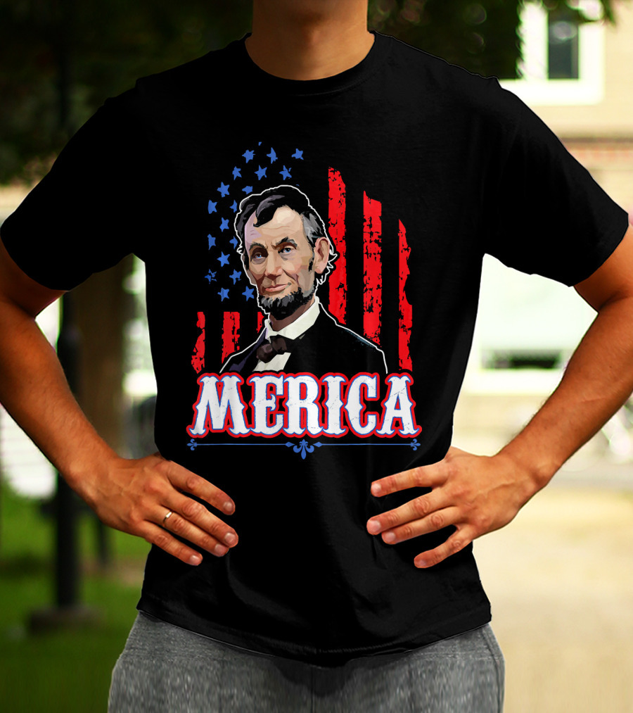 Abraham Lincoln Merica USA Flag T-Shirt