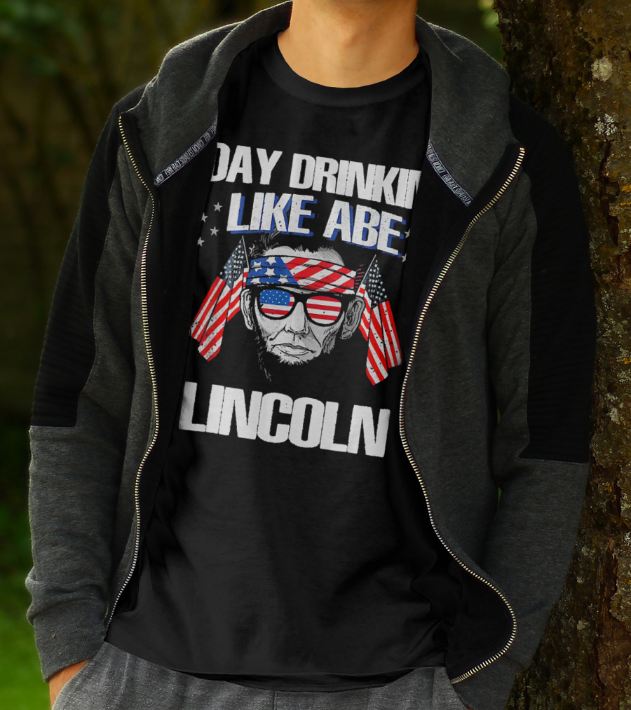 Day Drinkin Like Abe Lincoln American Flag Bandana And Sunglasses T-Shirt
