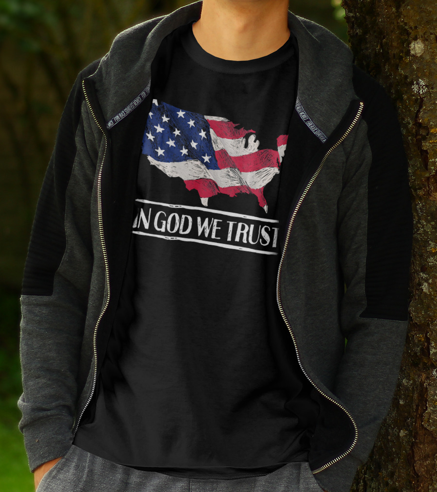 In God We Trust American Flag Map Patriotic Christian T-Shirt