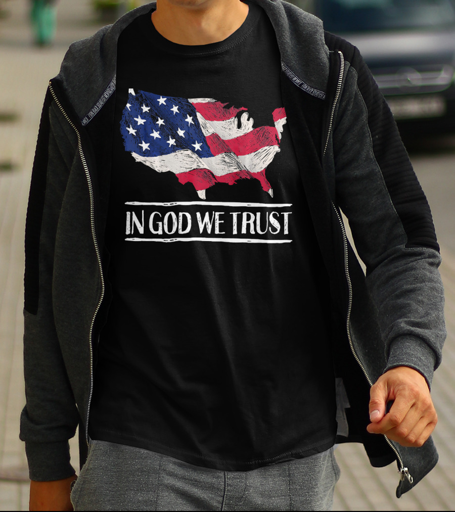In God We Trust American Flag Map Patriotic Christian T-Shirt