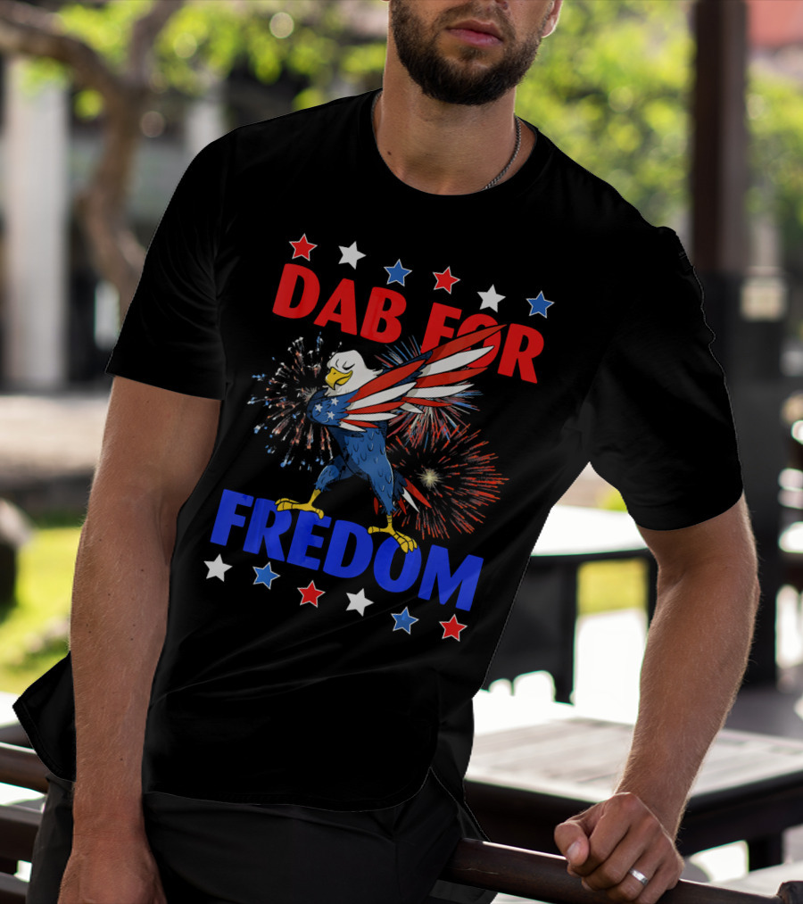 Dab For Freedom Patriotic Dabbing Eagle Firework Extravaganza T-Shirt