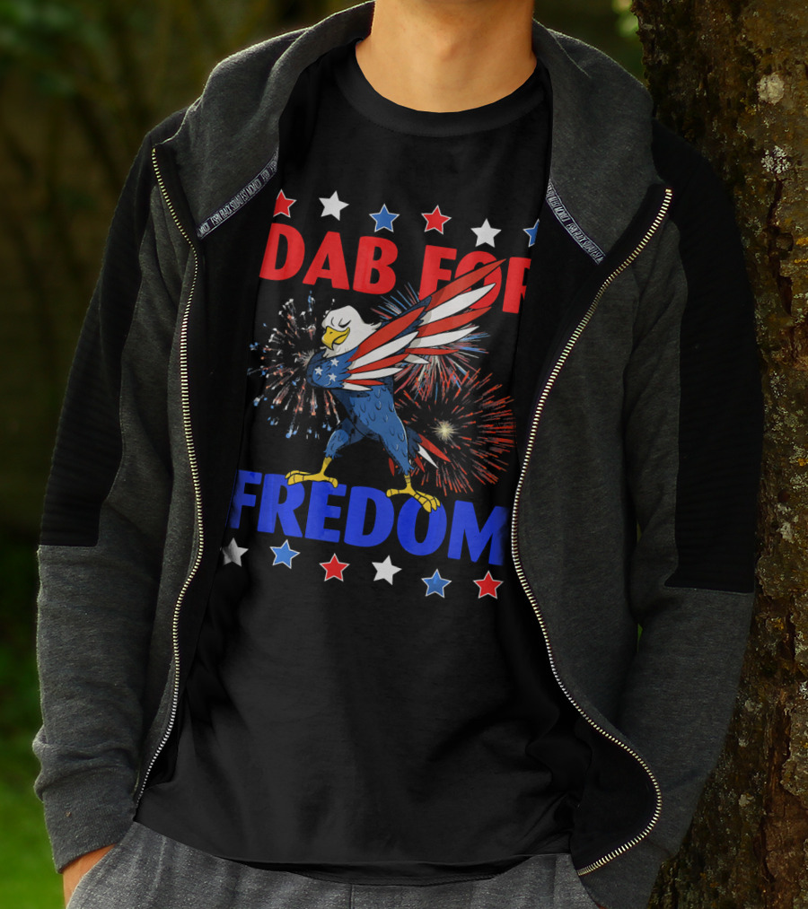 Dab For Freedom Patriotic Dabbing Eagle Firework Extravaganza T-Shirt