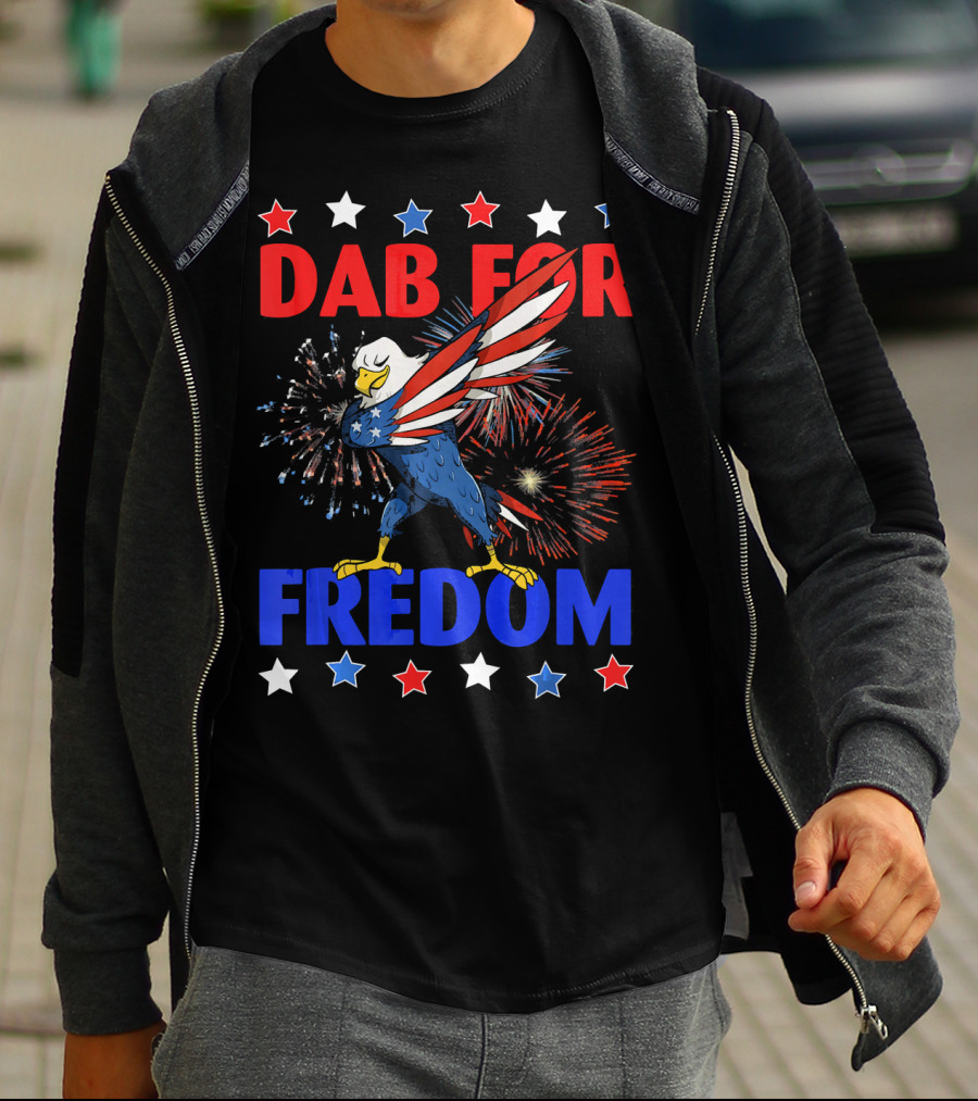 Dab For Freedom Patriotic Dabbing Eagle Firework Extravaganza T-Shirt