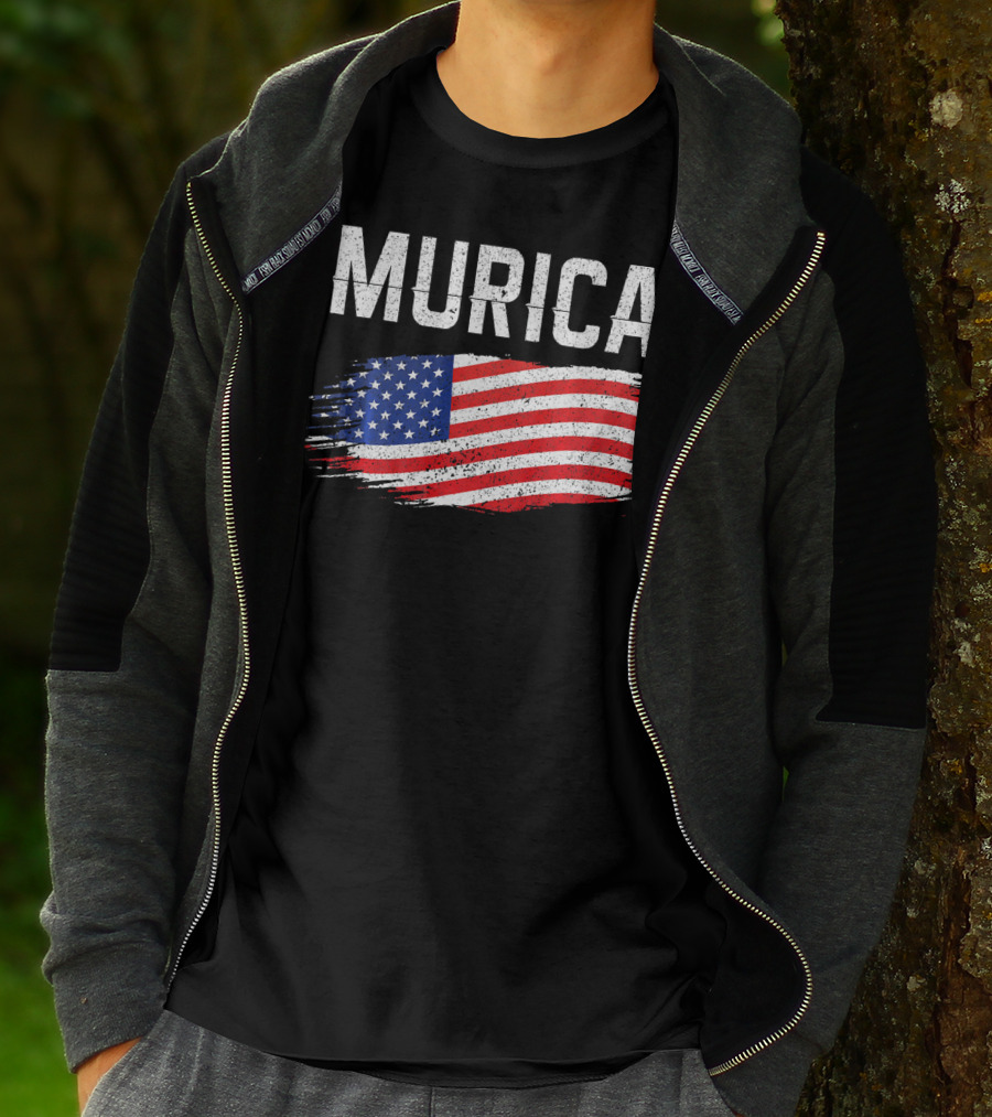 Murica Distressed Brushstroke American Flag T-Shirt