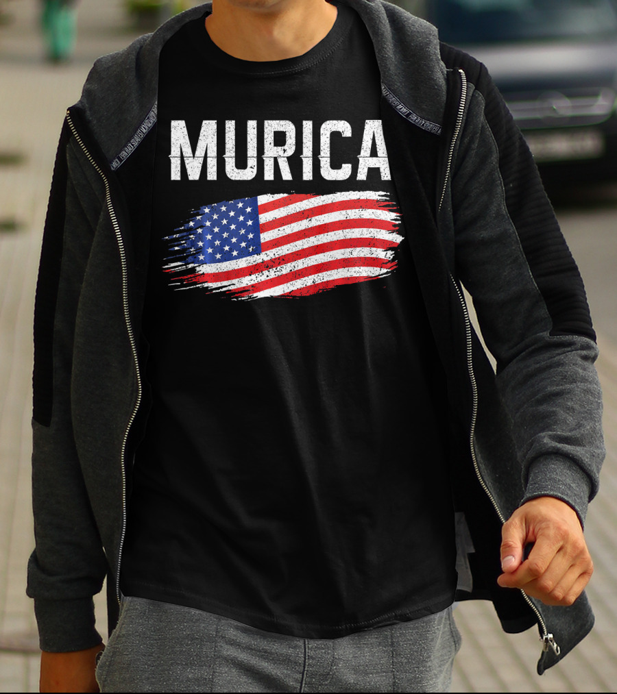 Murica Distressed Brushstroke American Flag T-Shirt