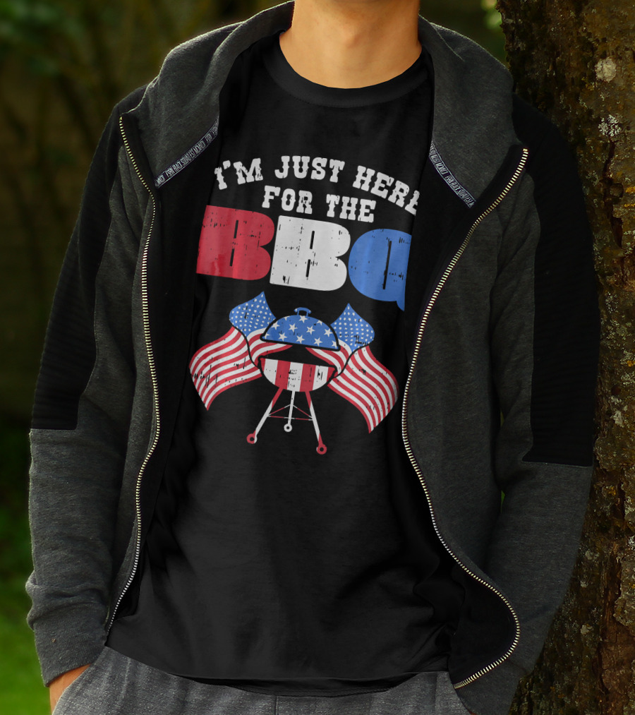 I’m Just Here For The BBQ American Flag Grill Fun T-Shirt