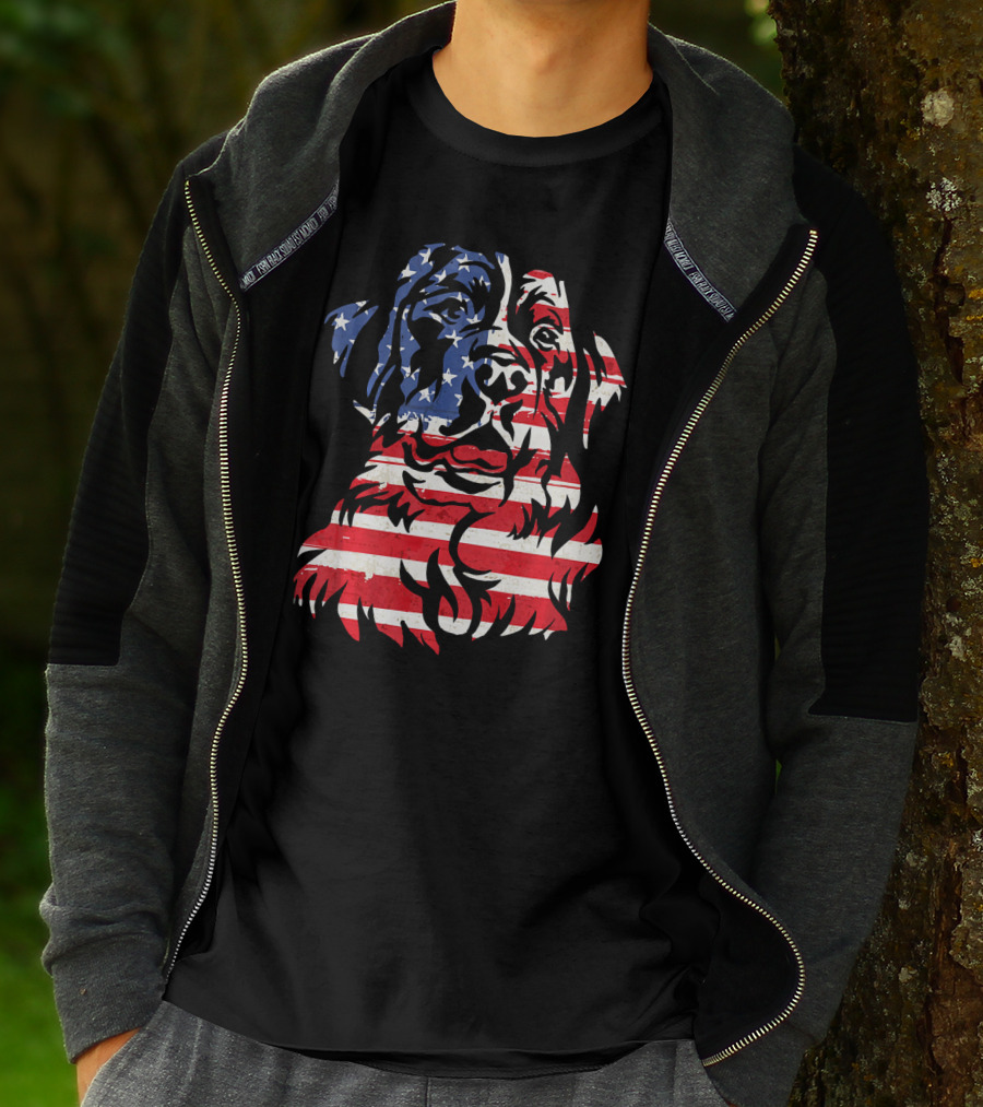 Funny Bernese Mountain Dog American Flag T-Shirt