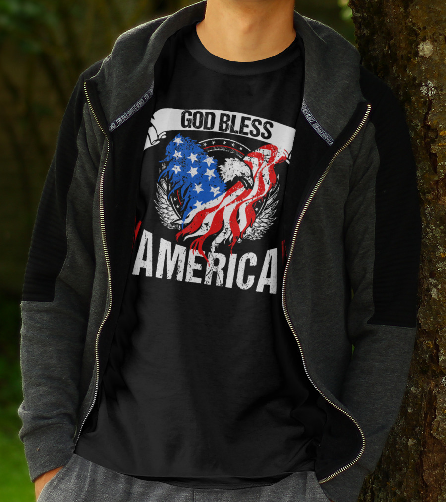 God Bless America Eagle Patriotic Stars And Stripes Wings T-Shirt