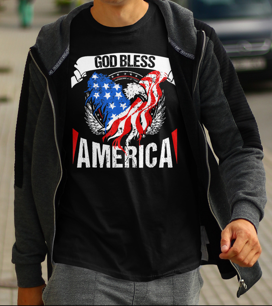 God Bless America Eagle Patriotic Stars And Stripes Wings T-Shirt