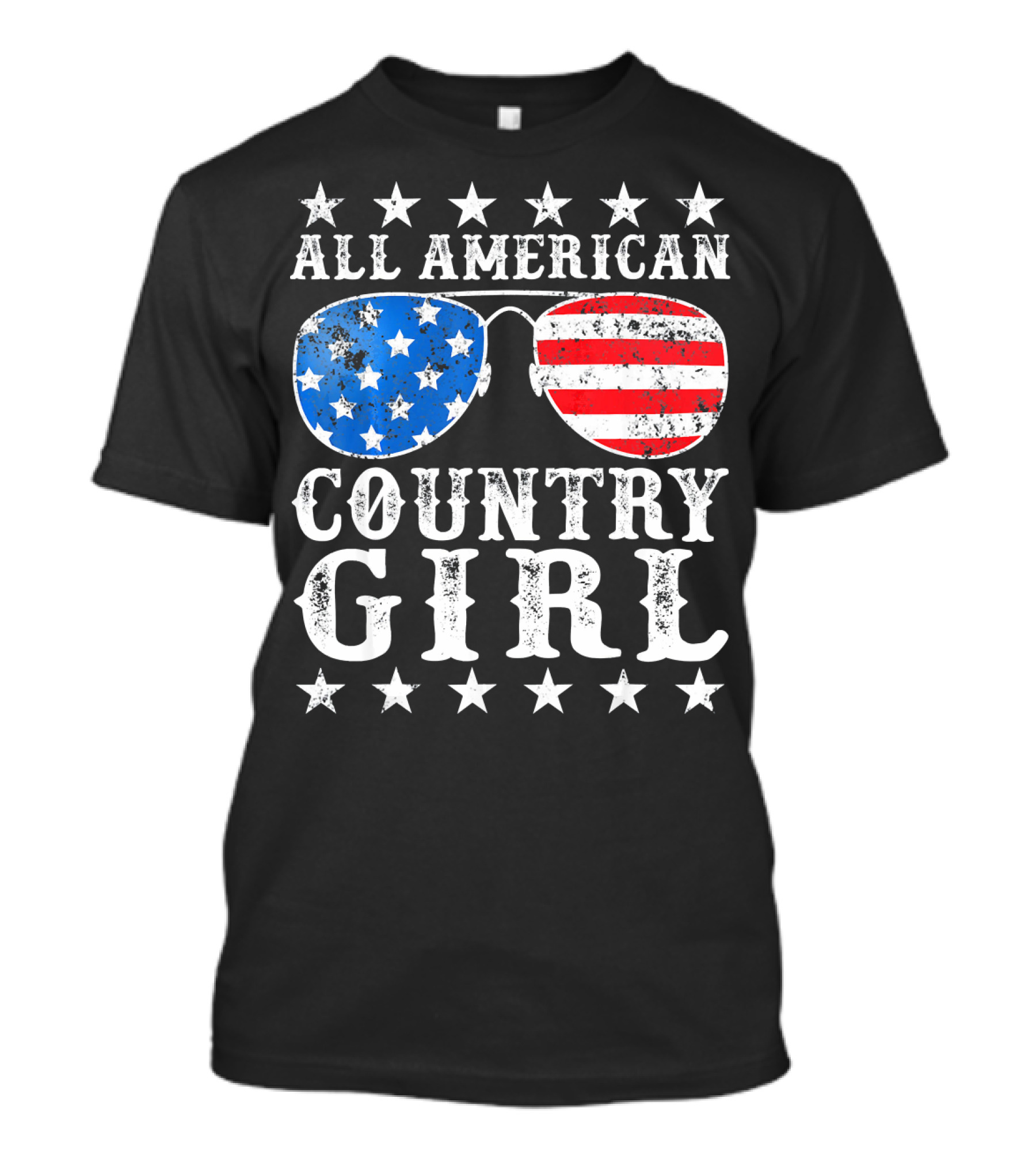 All American Country Girl Stars And Stripes Sunglasses USA T-Shirt