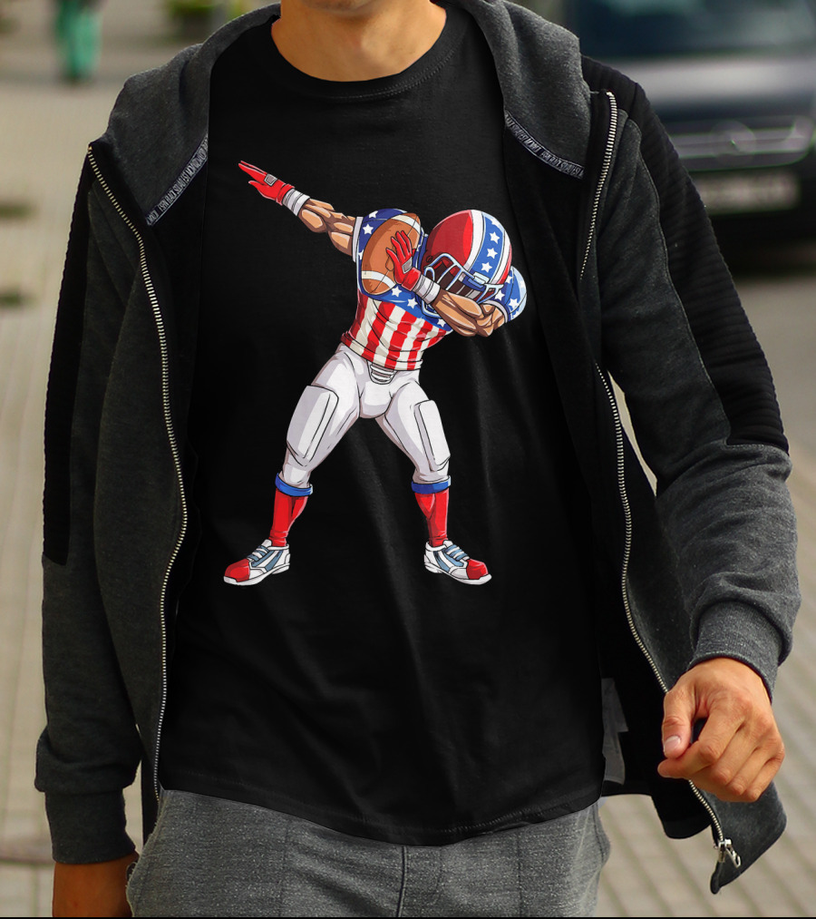 Patriotic Dabbing Football Player Fourth Of July T-Shirt