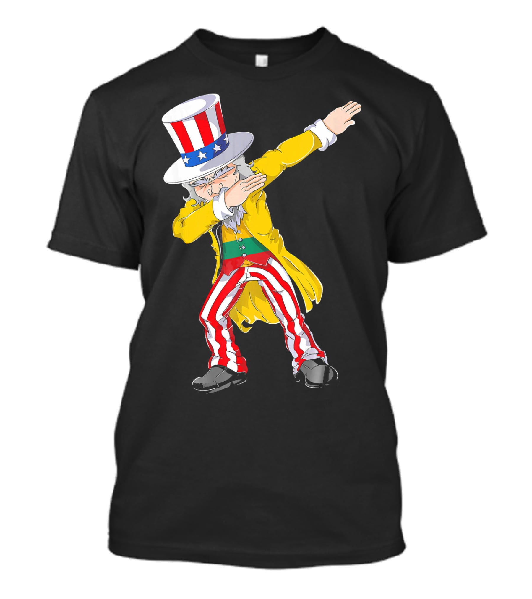 Lithuanian Uncle Sam Dabbing Pose With Patriotic Hat And Striped Pants T-Shirt