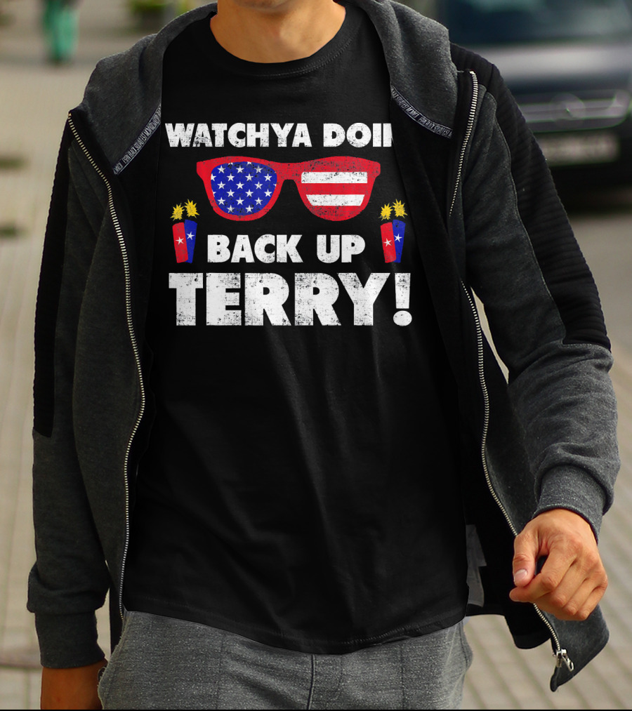 WATCHYA DOIN BACK UP TERRY USA FLAG SUNGLASSES T-Shirt
