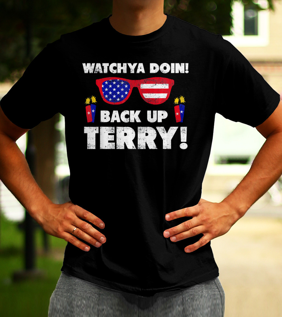 WATCHYA DOIN BACK UP TERRY USA FLAG SUNGLASSES T-Shirt