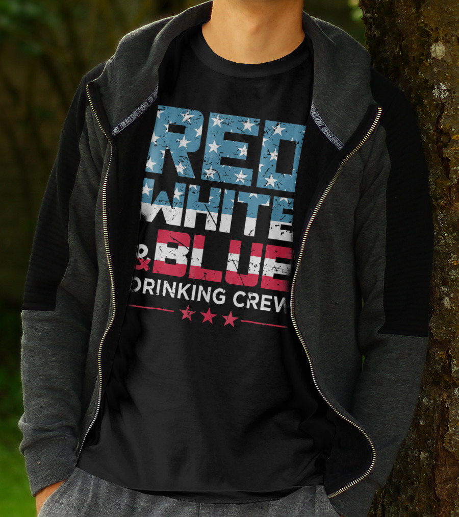 RED WHITE And BLUE DRINKING CREW T-Shirt