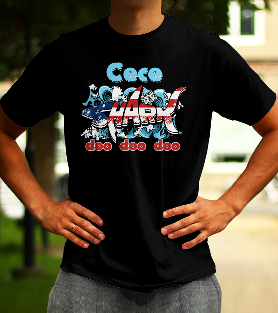 Cece Shark American Flag Doo Doo Doo T-Shirt