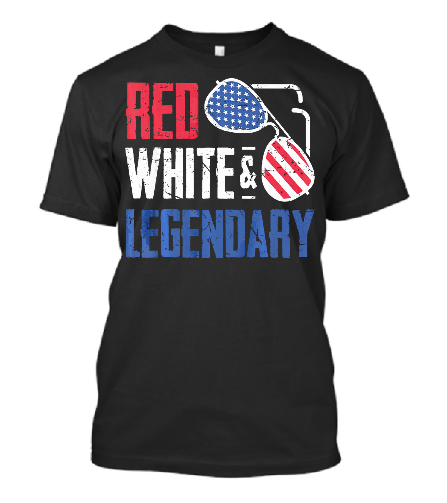 Red White And Legendary American Sunglasses USA Flag T-Shirt