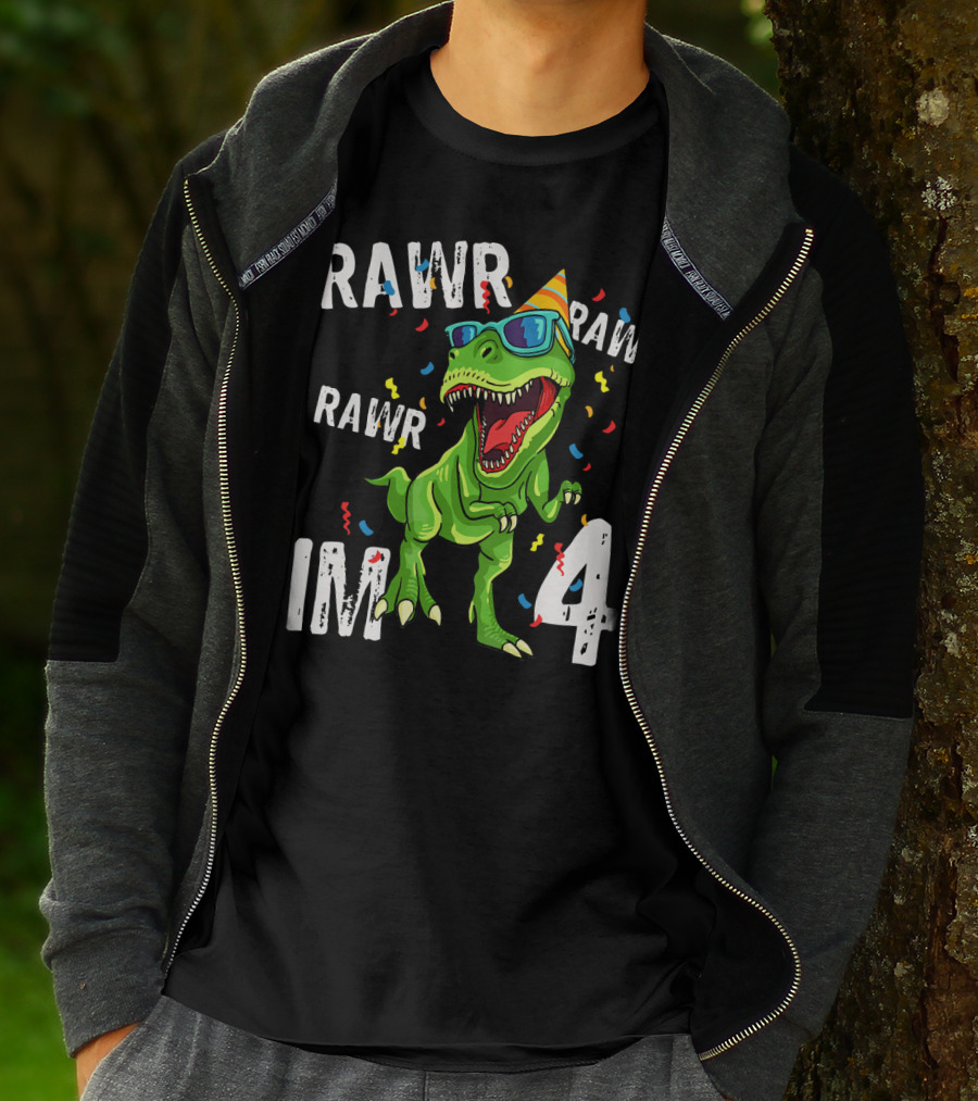 RAWR Im 4 Birthday Dinosaur Party Hat Sunglasses T-Shirt