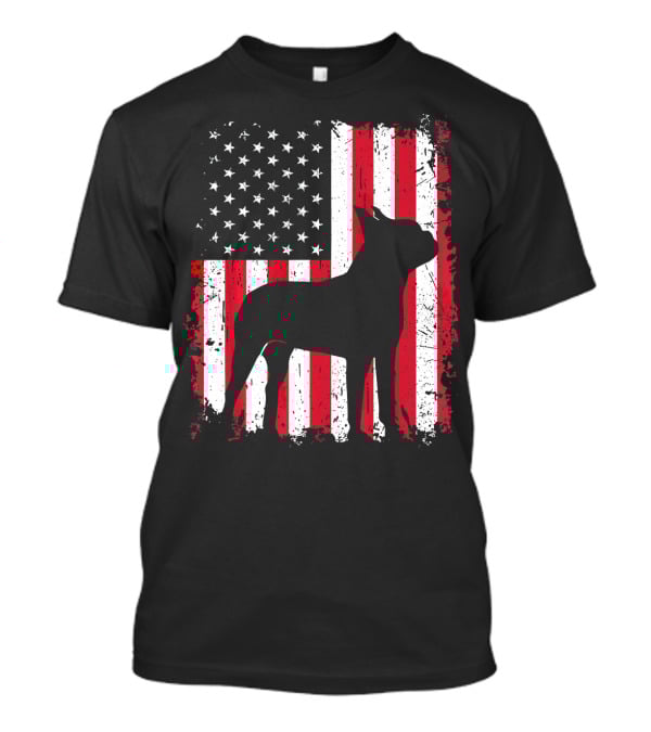 Boston Terrier American Flag Independence Day T-Shirt