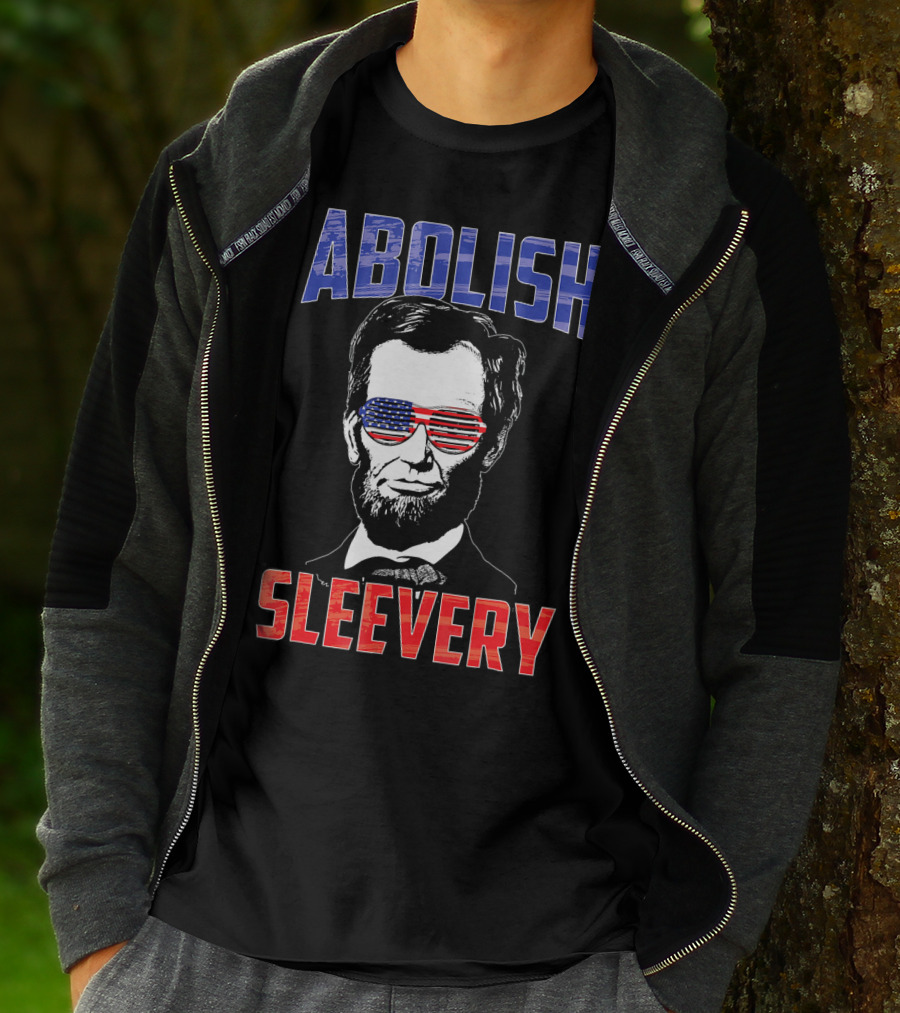 Abolish Sleevery Abraham Lincoln American Flag Sunglasses Fourth Of July T-Shirt