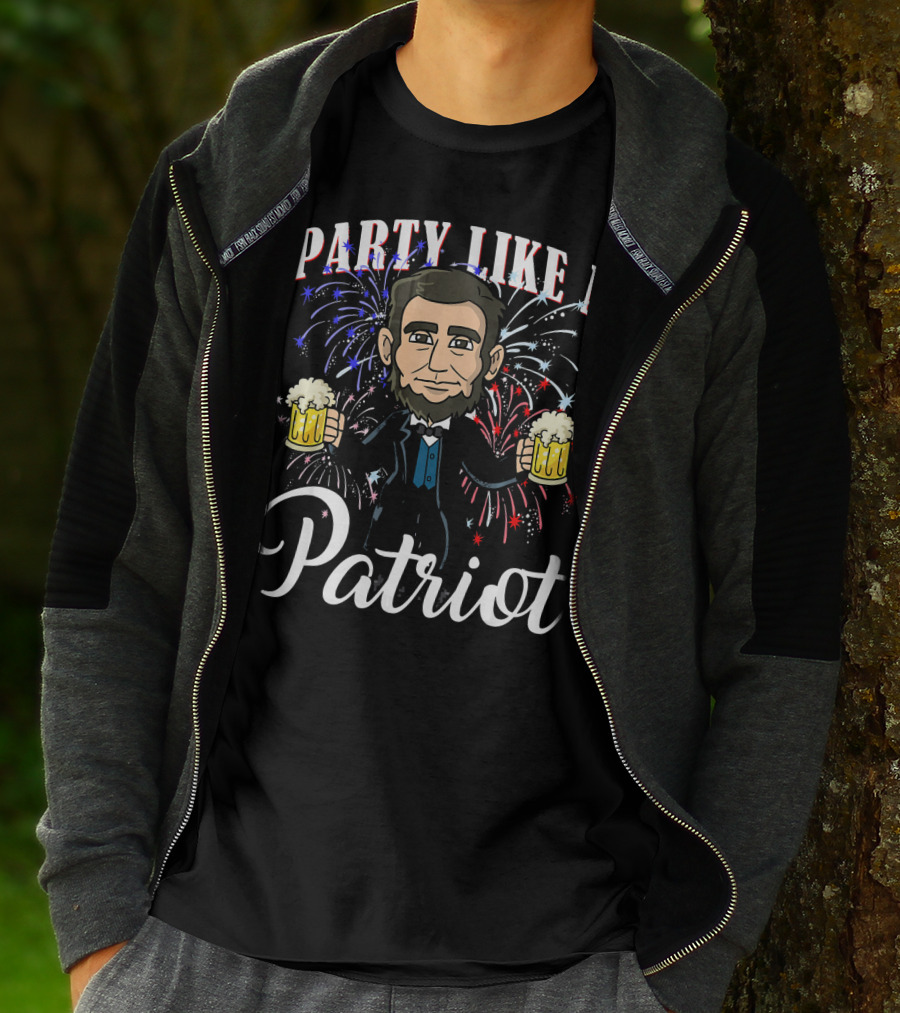 Party Like A Patriot Abe Lincoln Fireworks T-Shirt
