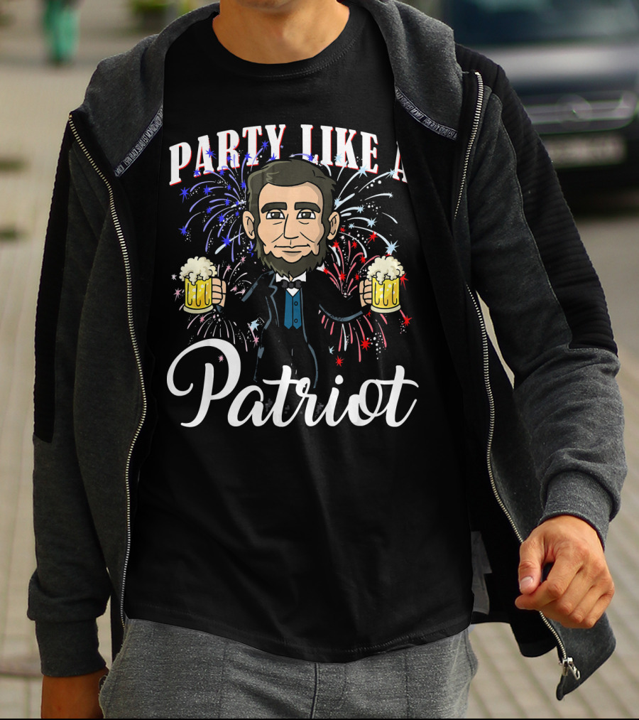 Party Like A Patriot Abe Lincoln Fireworks T-Shirt