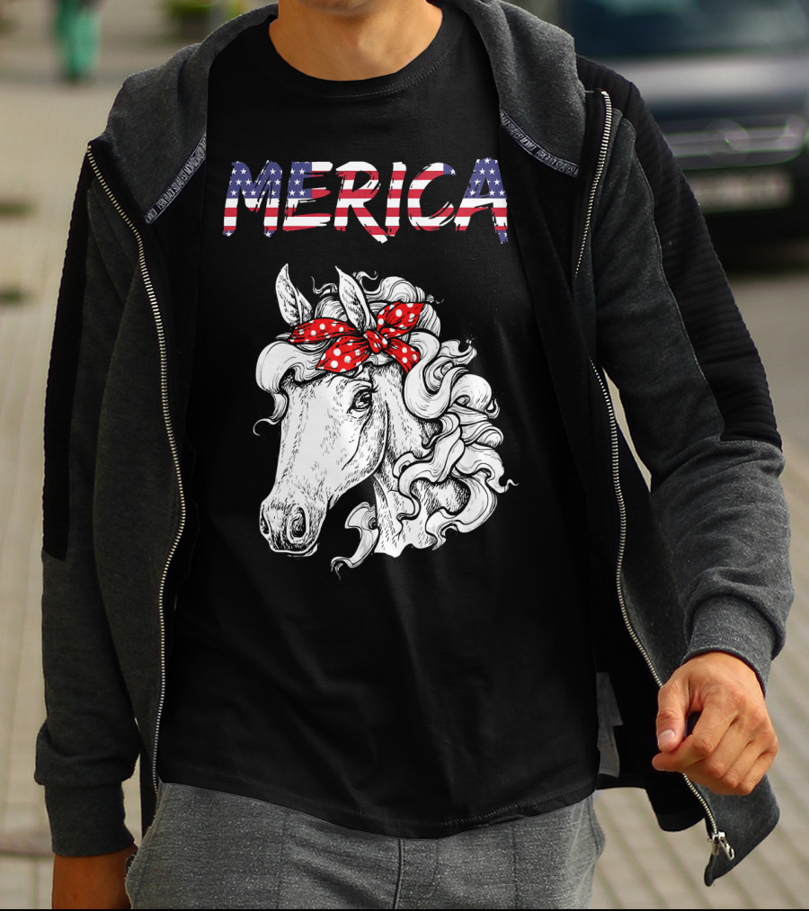 Merica Horse Bandana Independence Day T-Shirt