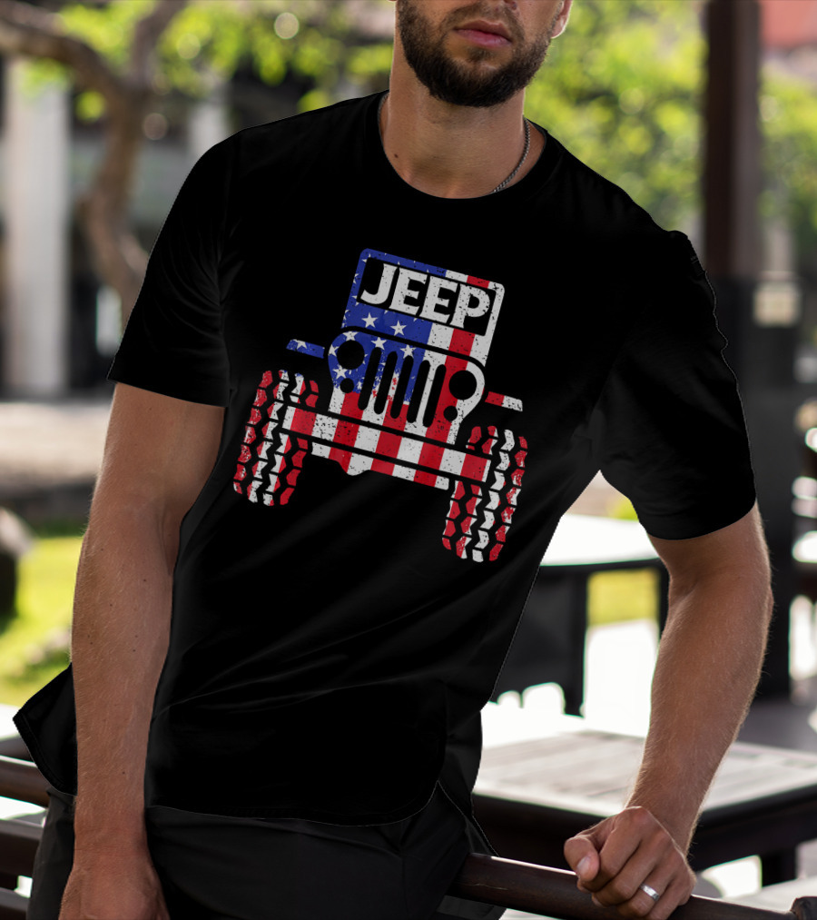 JEEPS American Flag Patriotic Retro Vintage Jeep USA T-Shirt