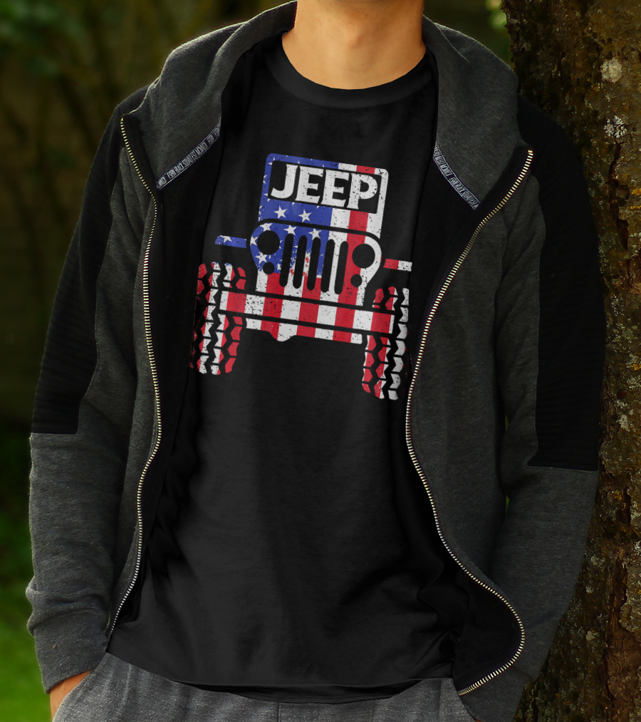 JEEPS American Flag Patriotic Retro Vintage Jeep USA T-Shirt