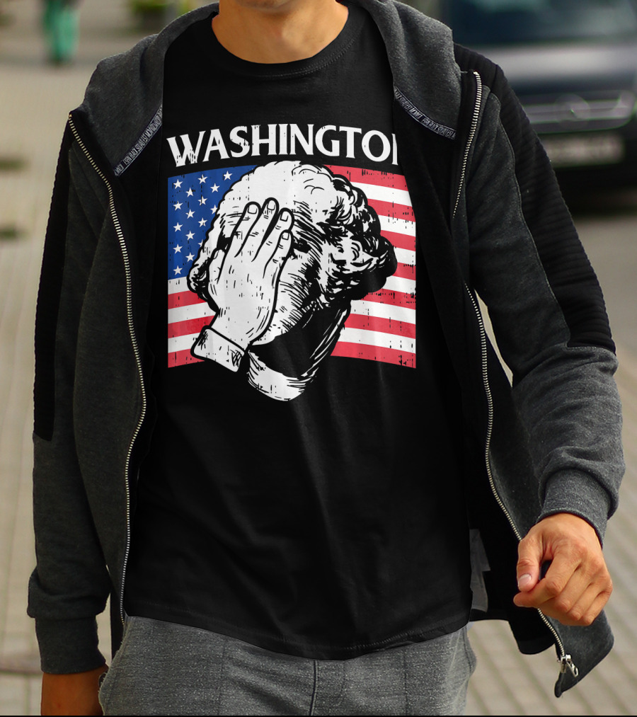 Washington Facepalm American Flag Background T-Shirt