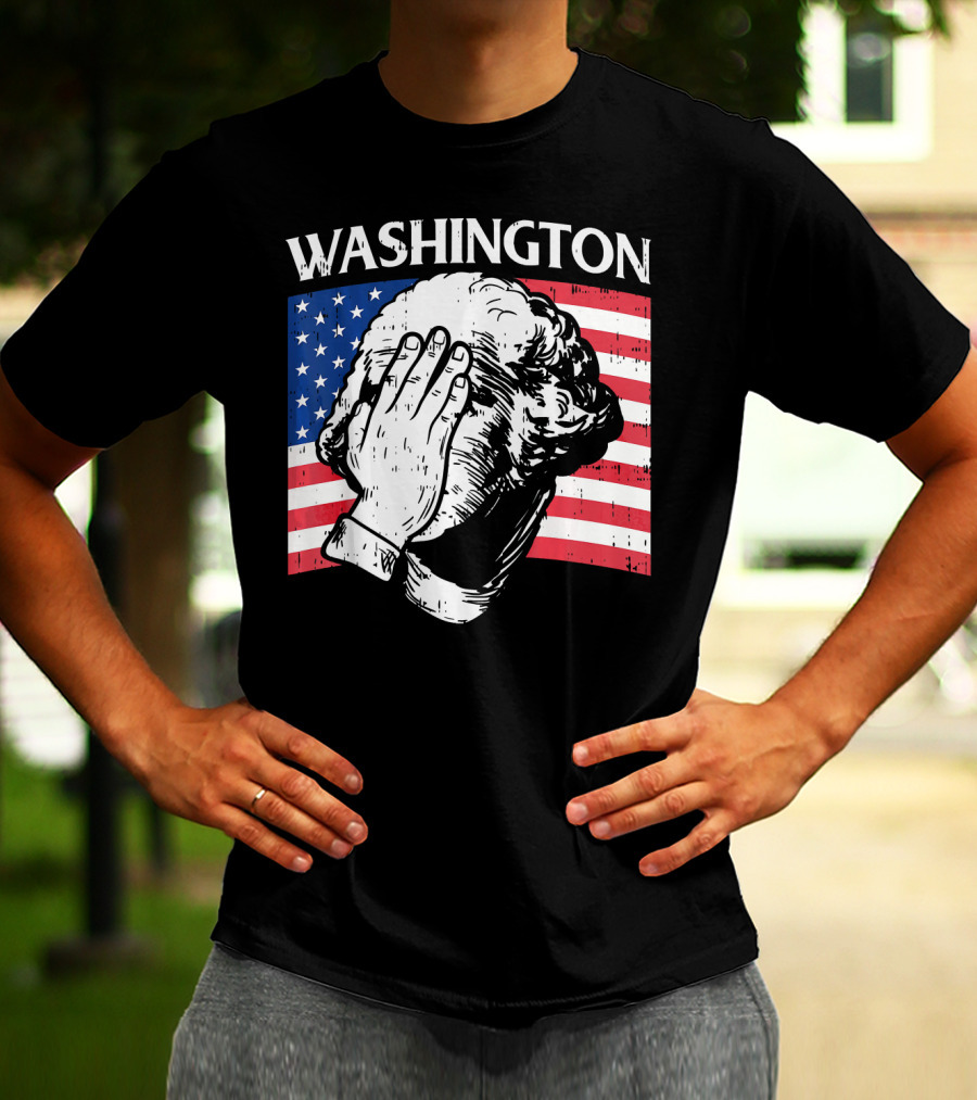 Washington Facepalm American Flag Background T-Shirt