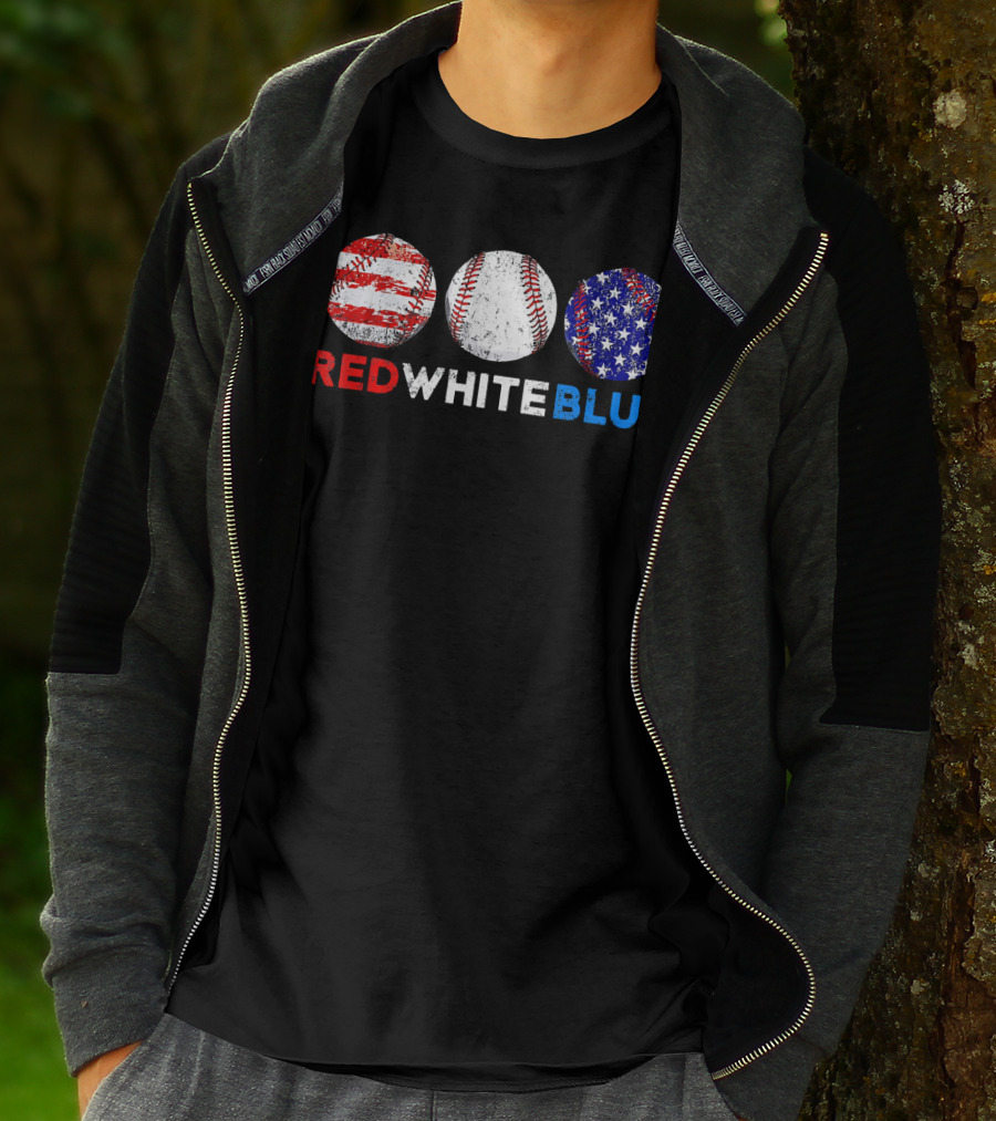 Red White Blue Baseball American Flag T-Shirt