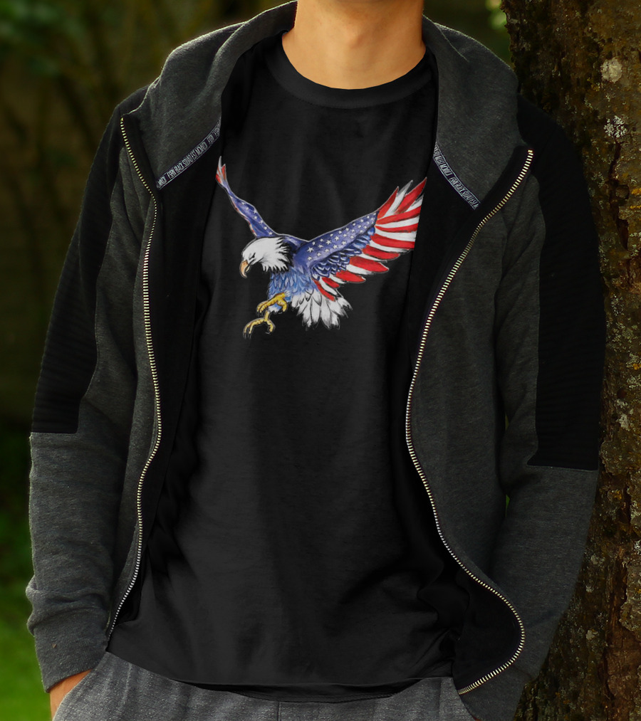 USA Flag Bald Eagle American Flag Wings T-Shirt