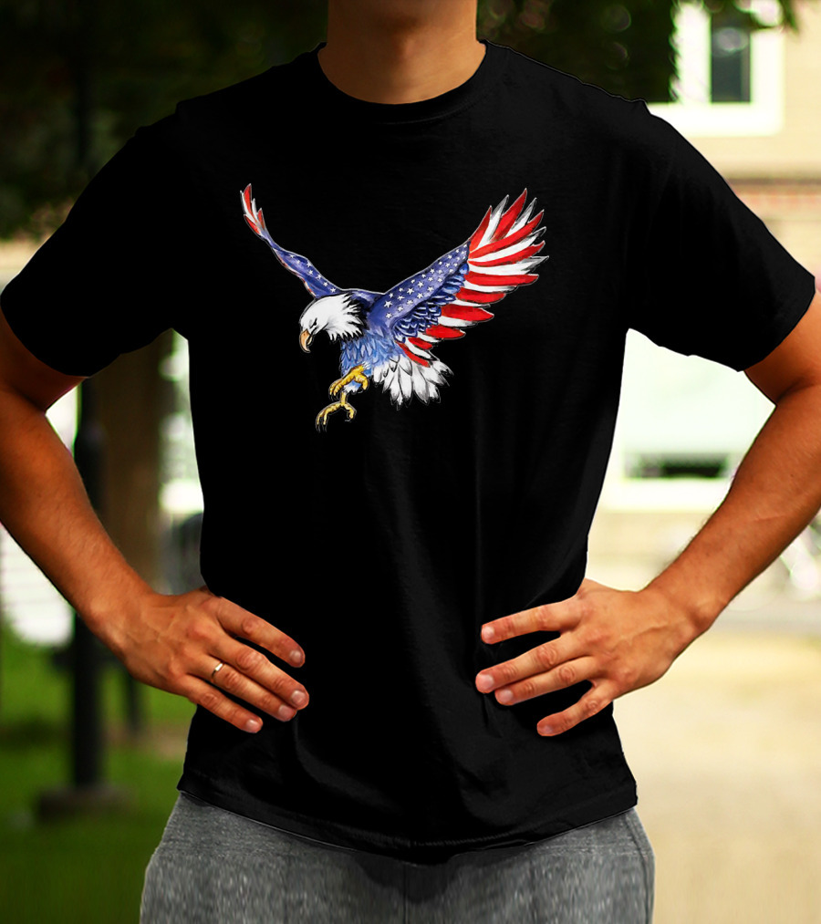USA Flag Bald Eagle American Flag Wings T-Shirt